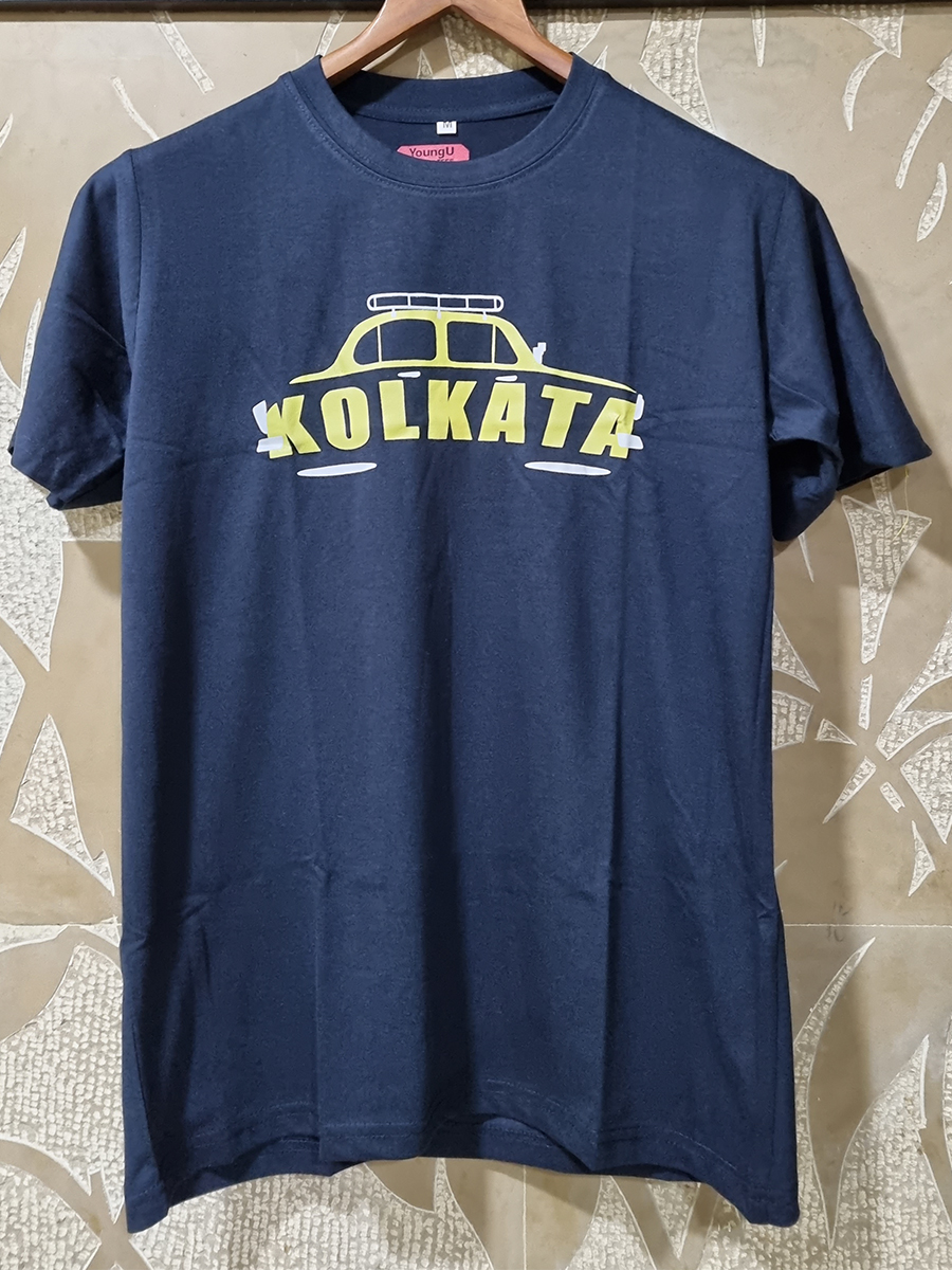 Kolkata Taxi Navy Blue Graphic T-shirt