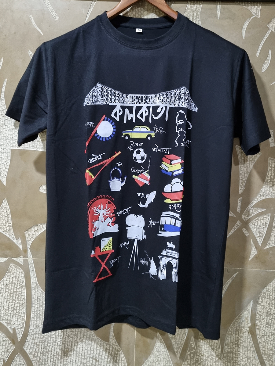 Kolkata Doodle Black T-shirt